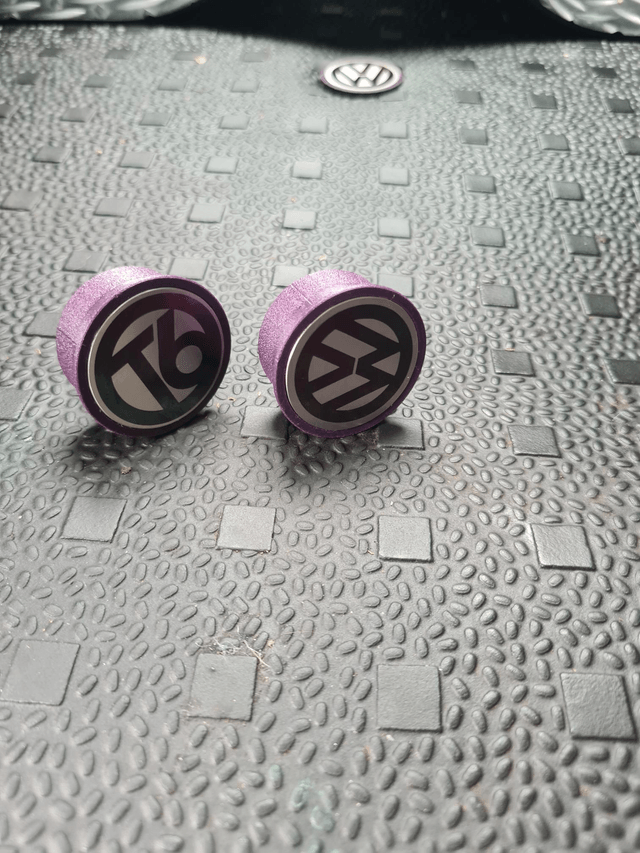VW T5 / T5.1 / T6 / T6.1 Floor Mat Bung / Plug Blank. Captain Single From Twin Bench Seat. Lasered Logo PAIR